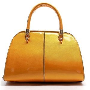 Mustard Enamel Satchel Bag